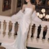 Ivory Satin Strapless Evening Gown "Luxe Whisper" DR734