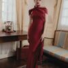 Deep Red Draped Gown "Scarlet Whisper" DR933